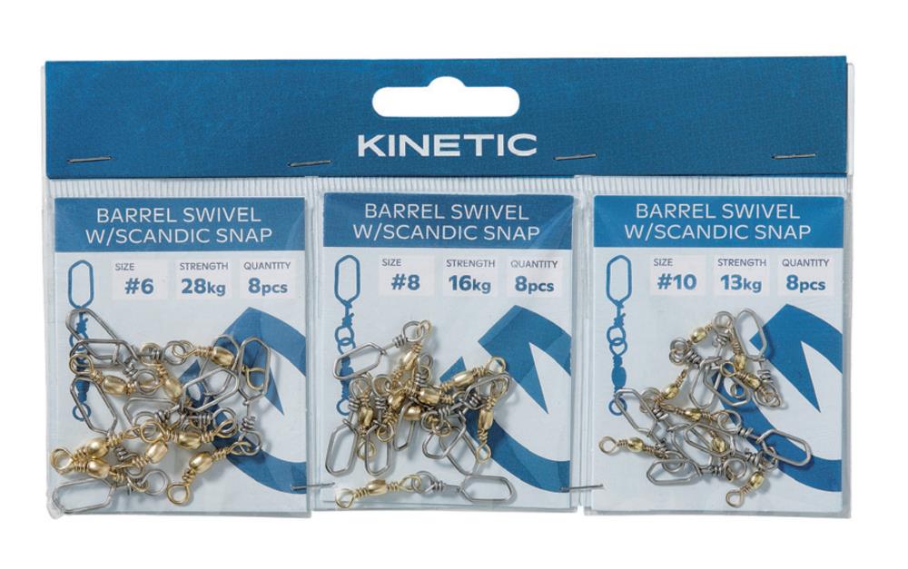Kinetic Barrel Swivel w/Scandic Snap 3-pack - #10 / #8 / #6