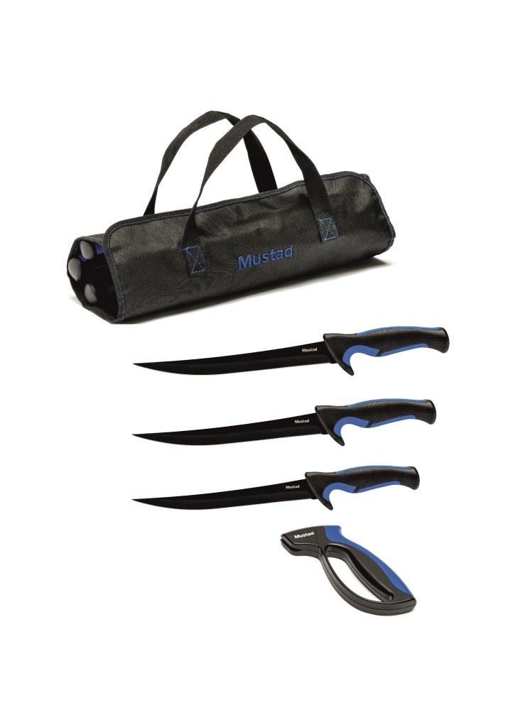 Mustad Knife Kit MT096 3pcs. + Sharperner - Messer-Set