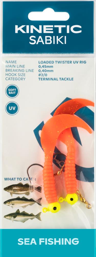 Kinetic Sabiki Loaded Twister UV 2/0 - Rig - Red/Glitter
