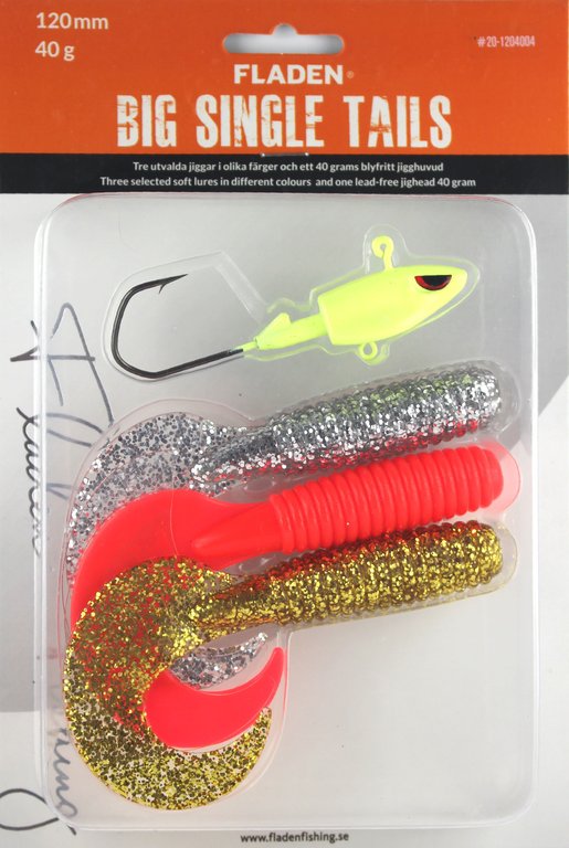 Fladen Big Single Tail 40g - Red-Silver-Glitter