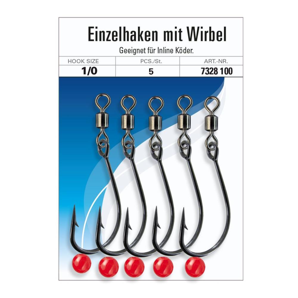 JENZI Einzelhaken mit Wirbel - Gr. 1/0