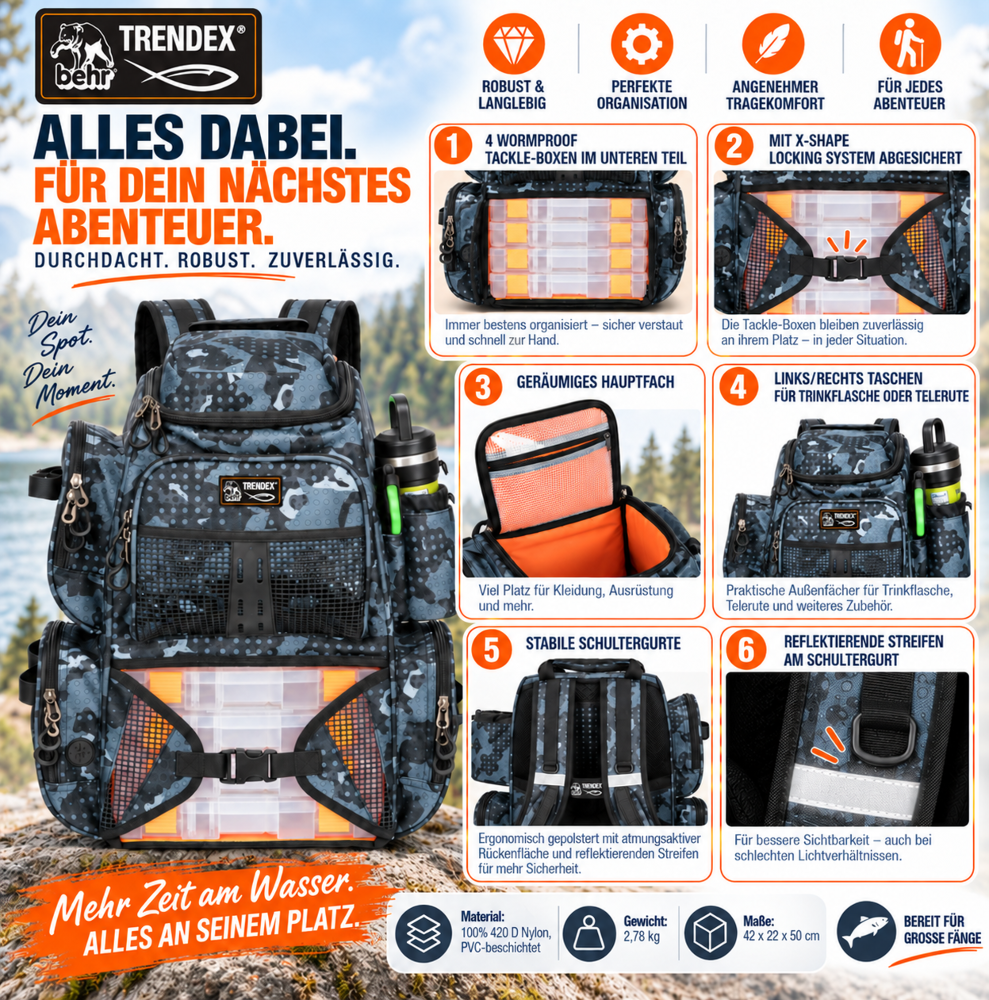 Behr Rucksack Ranger 10 mit 4 Tackle-Boxen
