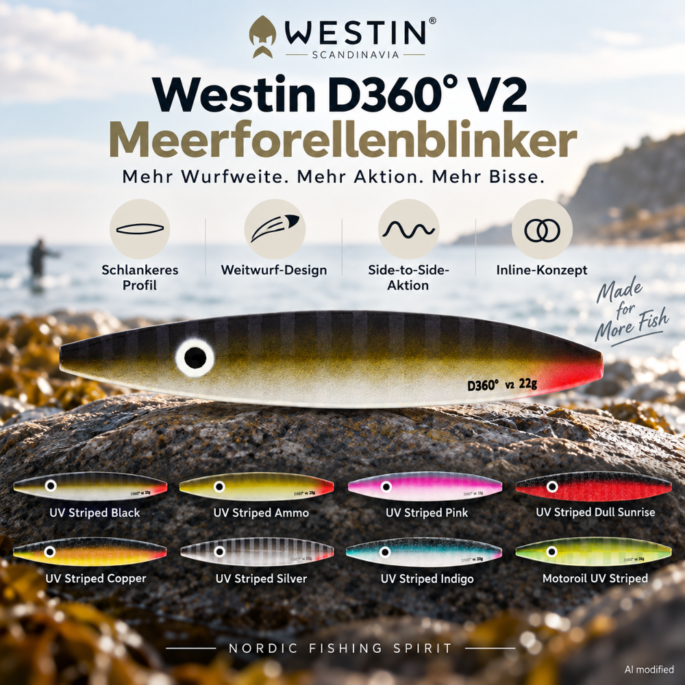 Westin D360° V2 Seatrout Spoon 12g - UV Striped Ammo