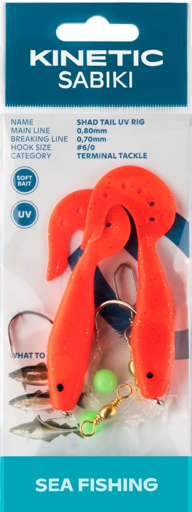 Kinetic Sabiki Shad Tail UV 6/0 - Red/Glitter