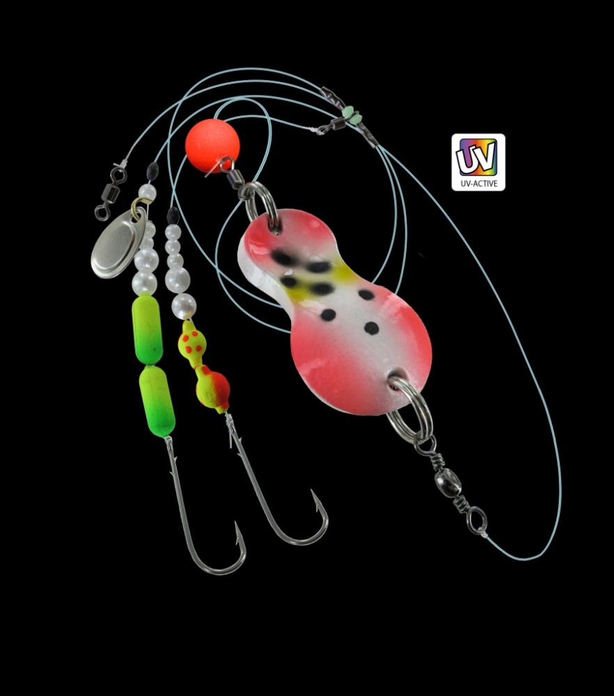 DEGA UV-active Flatfish Spoon 60g - red-white