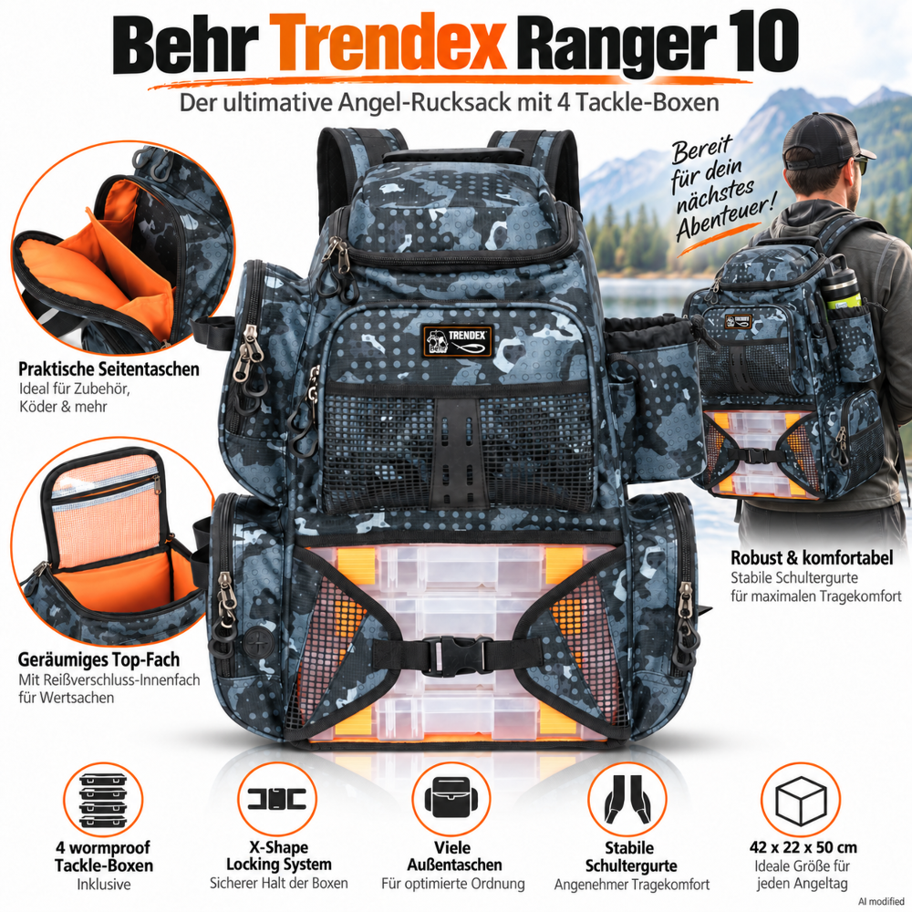 Behr Rucksack Ranger 10 mit 4 Tackle-Boxen