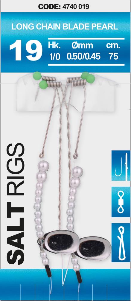 SPRO Salt Rig 19 - Long Chain Blade Pearl 1/0