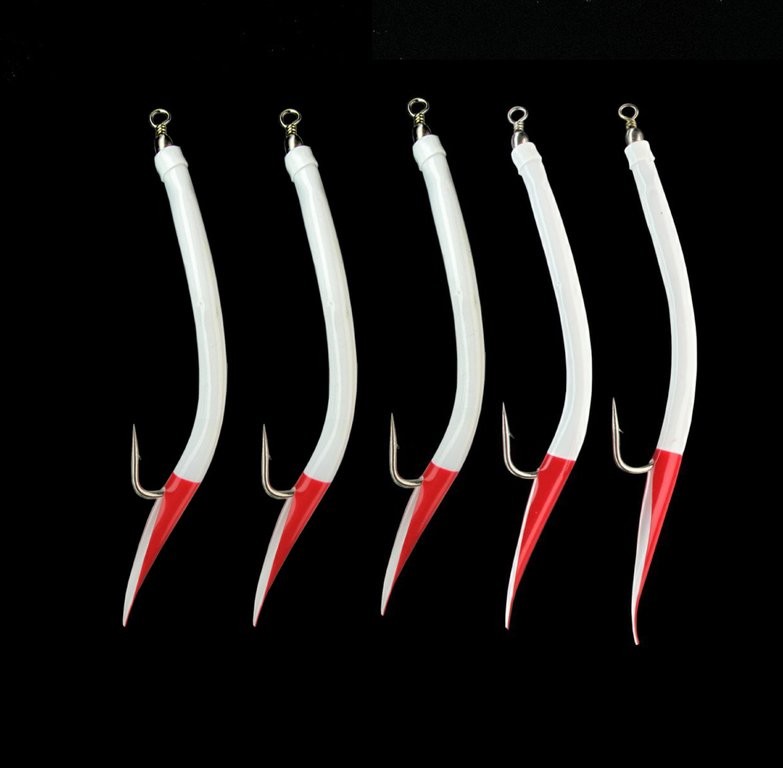 DEGA Vinyl Glitter Eel - Makk-Beifänger red-white - size 8/0
