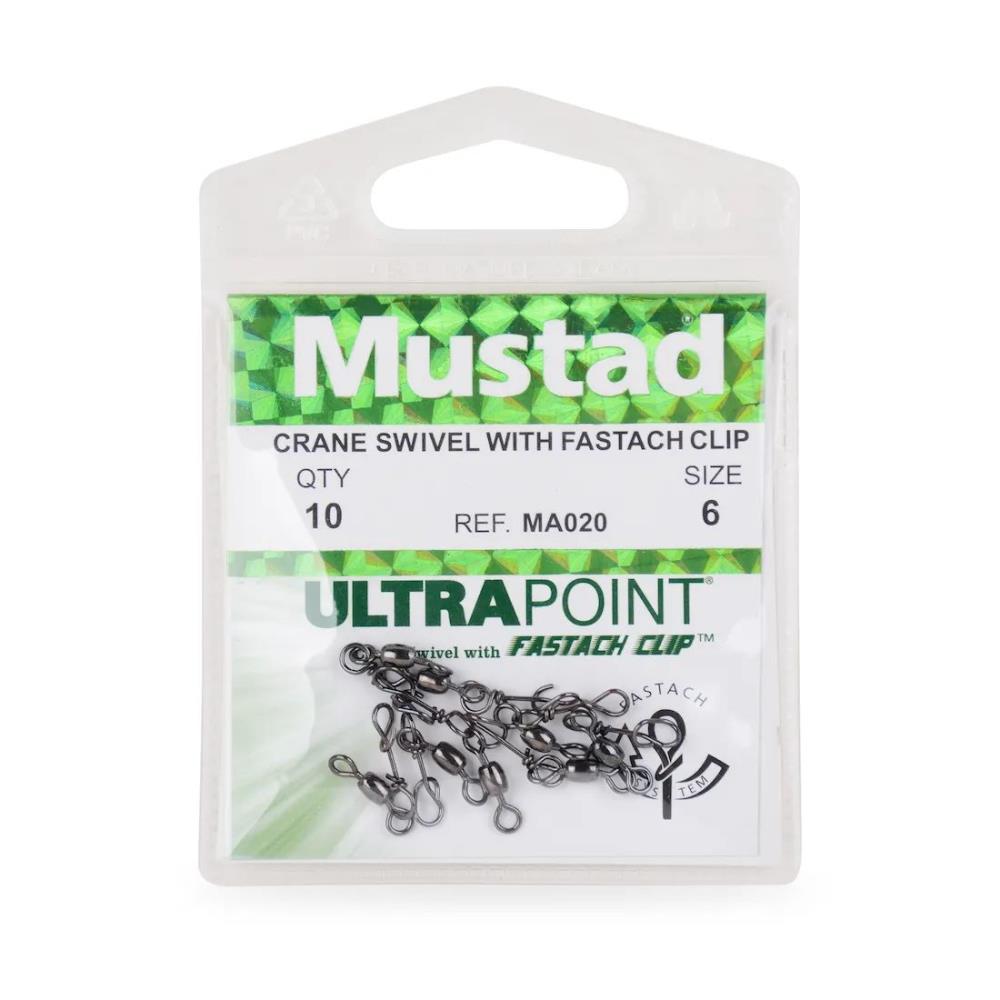 Mustad Crane Swivel w/Fastach Clip - Größe 10
