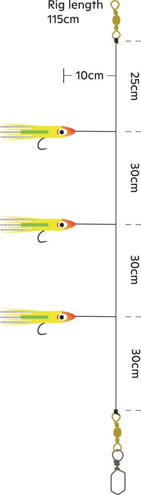 Kinetic Sabiki Glow Baitfish Lightstick Rig Pink/Red