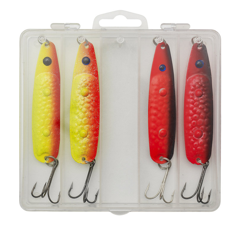 Kinetic Råå Pilken - Pilker-Set 4 St. - 40/60g-Rainbow - Yellow/Orange + Red/Black