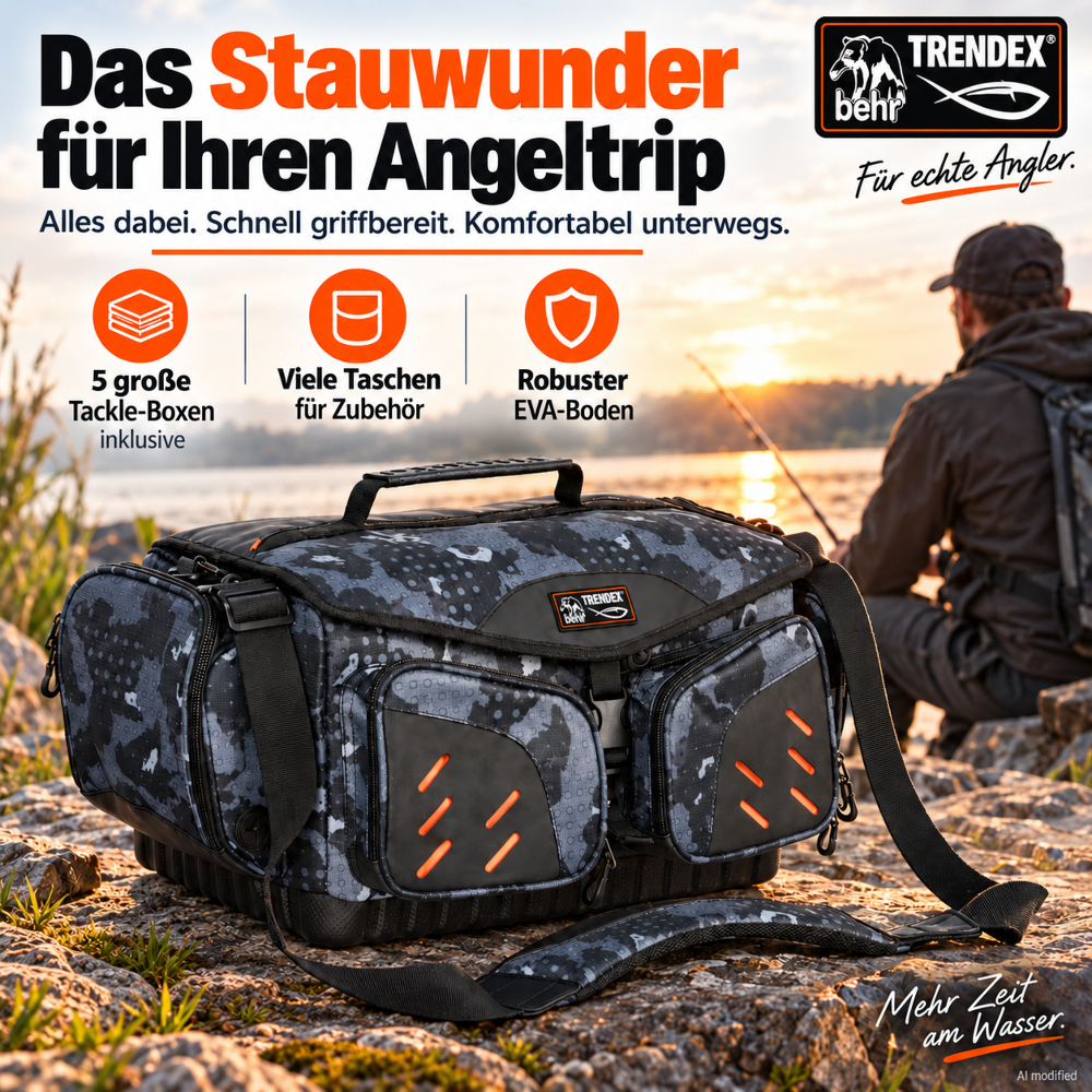 Behr Ranger 13 Fishing Bag with 5 Tackle Boxes