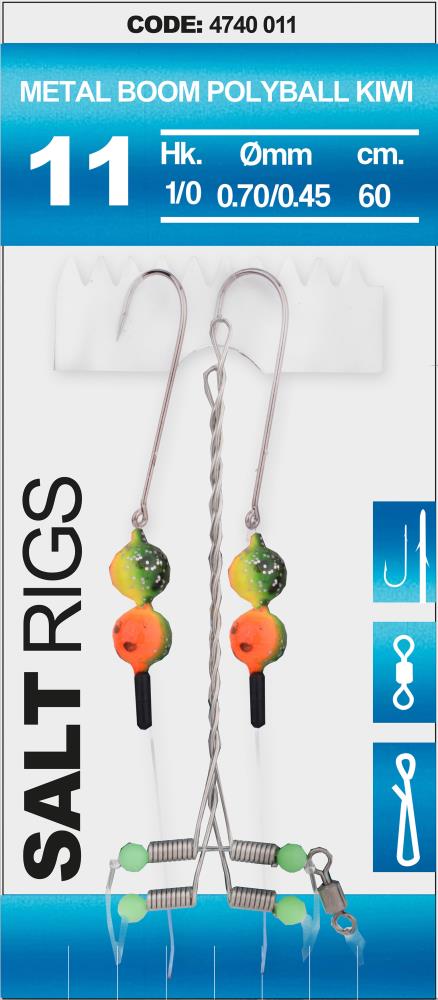 SPRO Salt Rig 11 - Metal Boom Polyball Kiwi 1/0