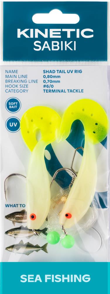 Kinetic Sabiki Shad Tail UV - Vorfach 6/0 - Glow/Yellow