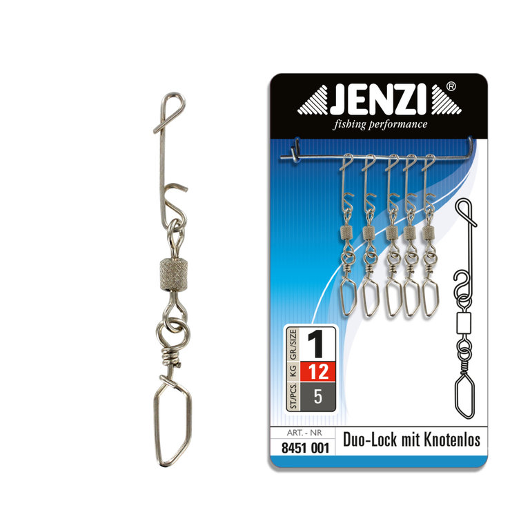 Jenzi NO KNOT connector with Duo-Lock snap swivel